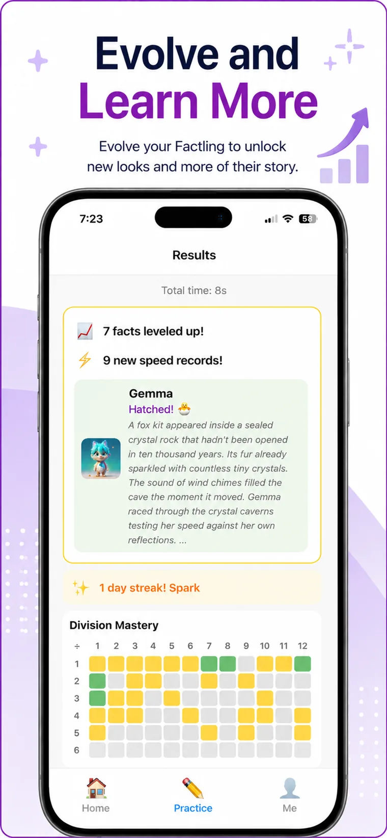 Session results with a newly hatched Factling