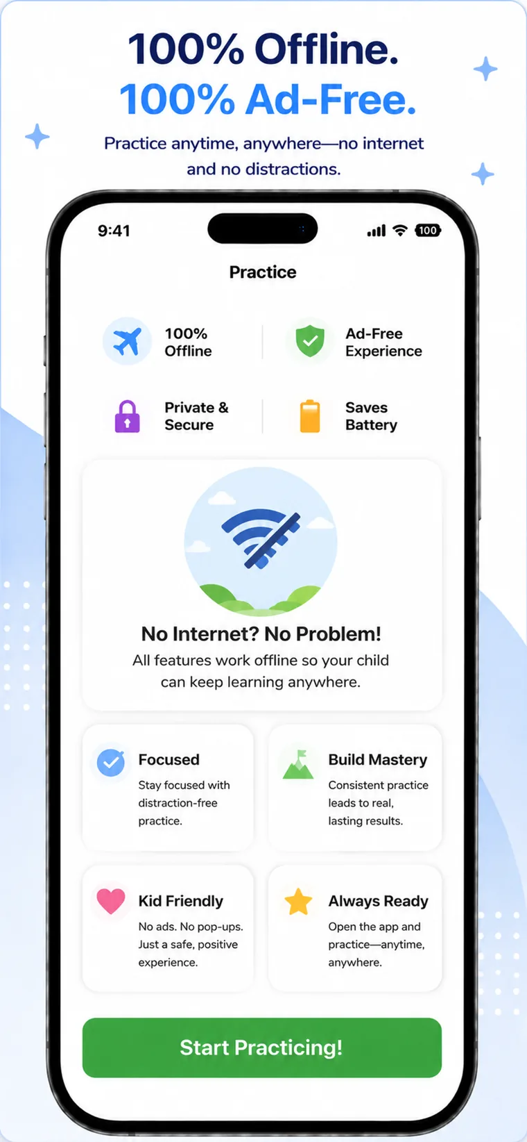 Offline and ad-free screen