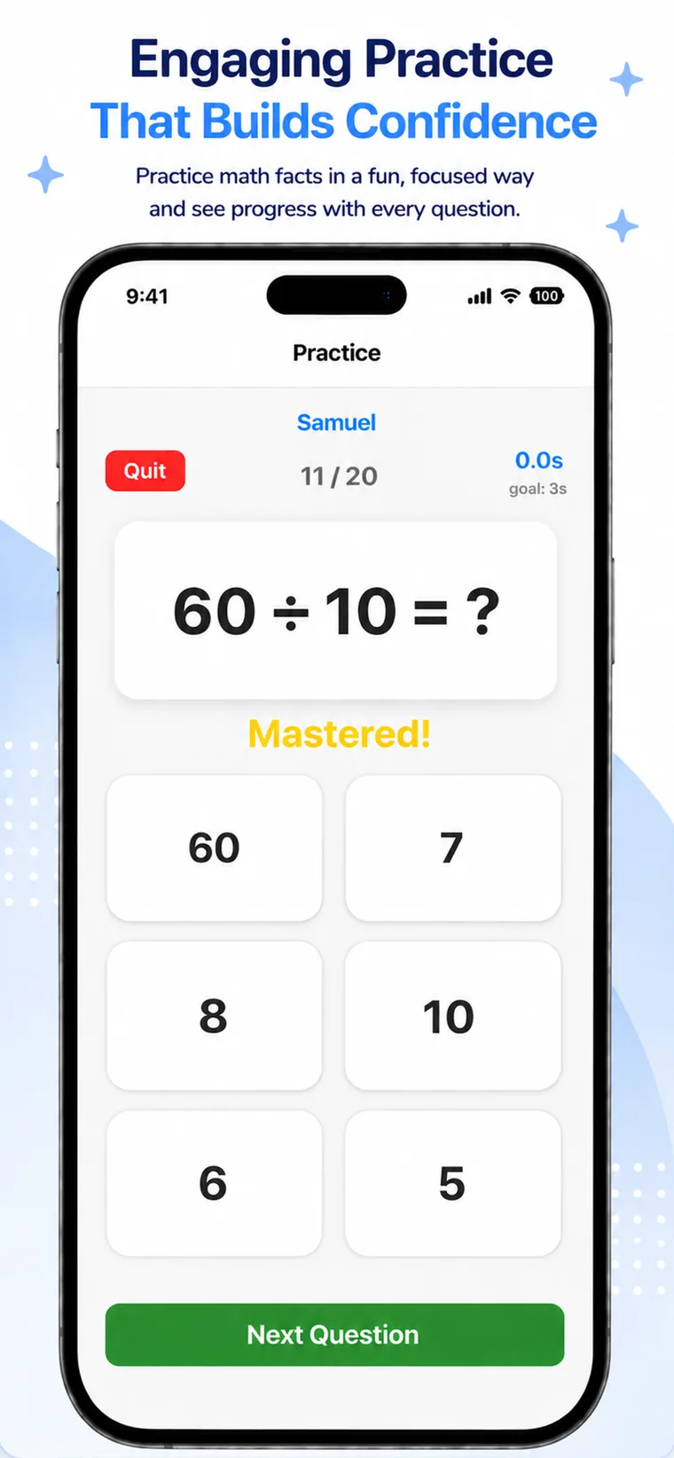 A practice question with multiple-choice answers